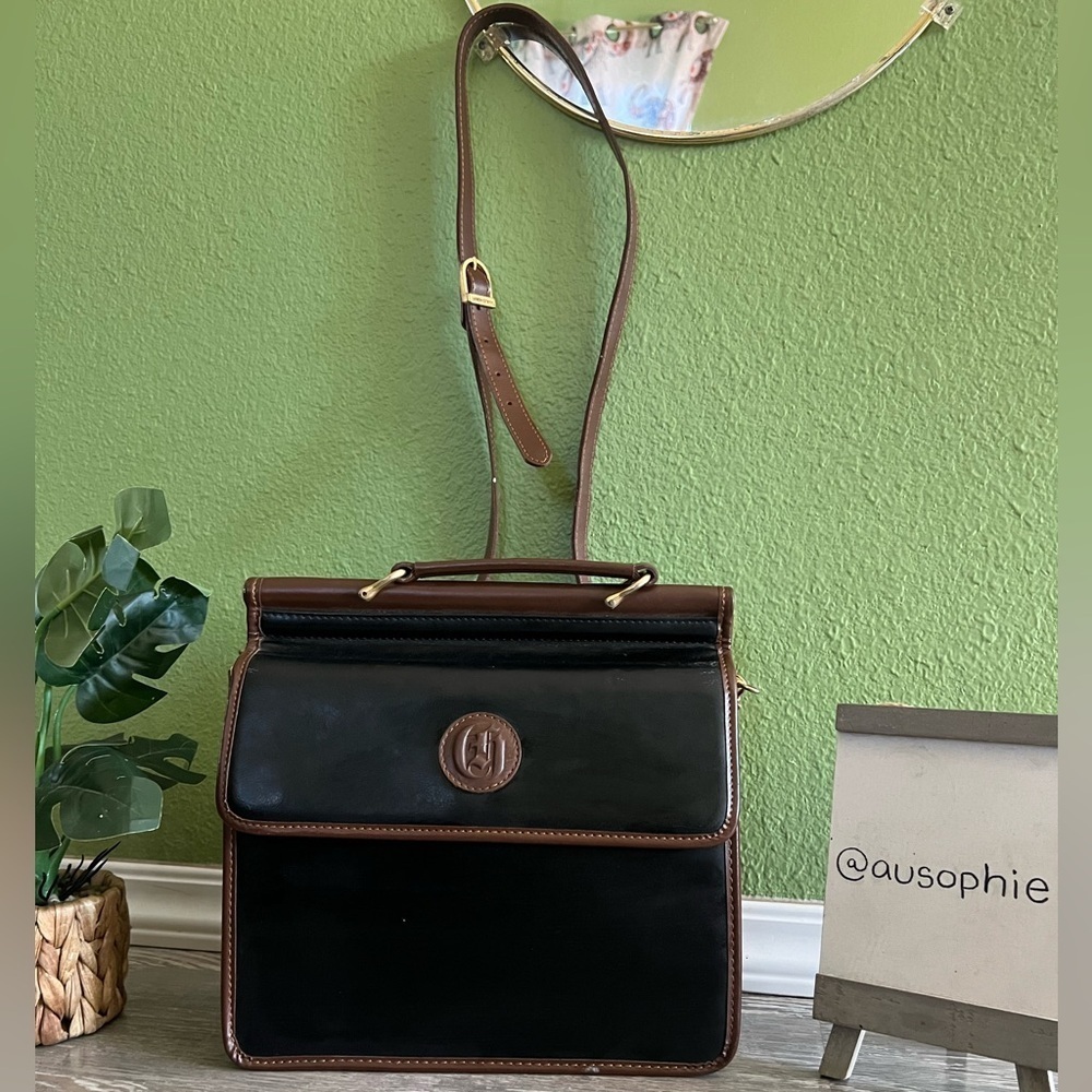 Vintage Charles Hubert Bifold Accordion Briefcase  Satchel Black Brown leather